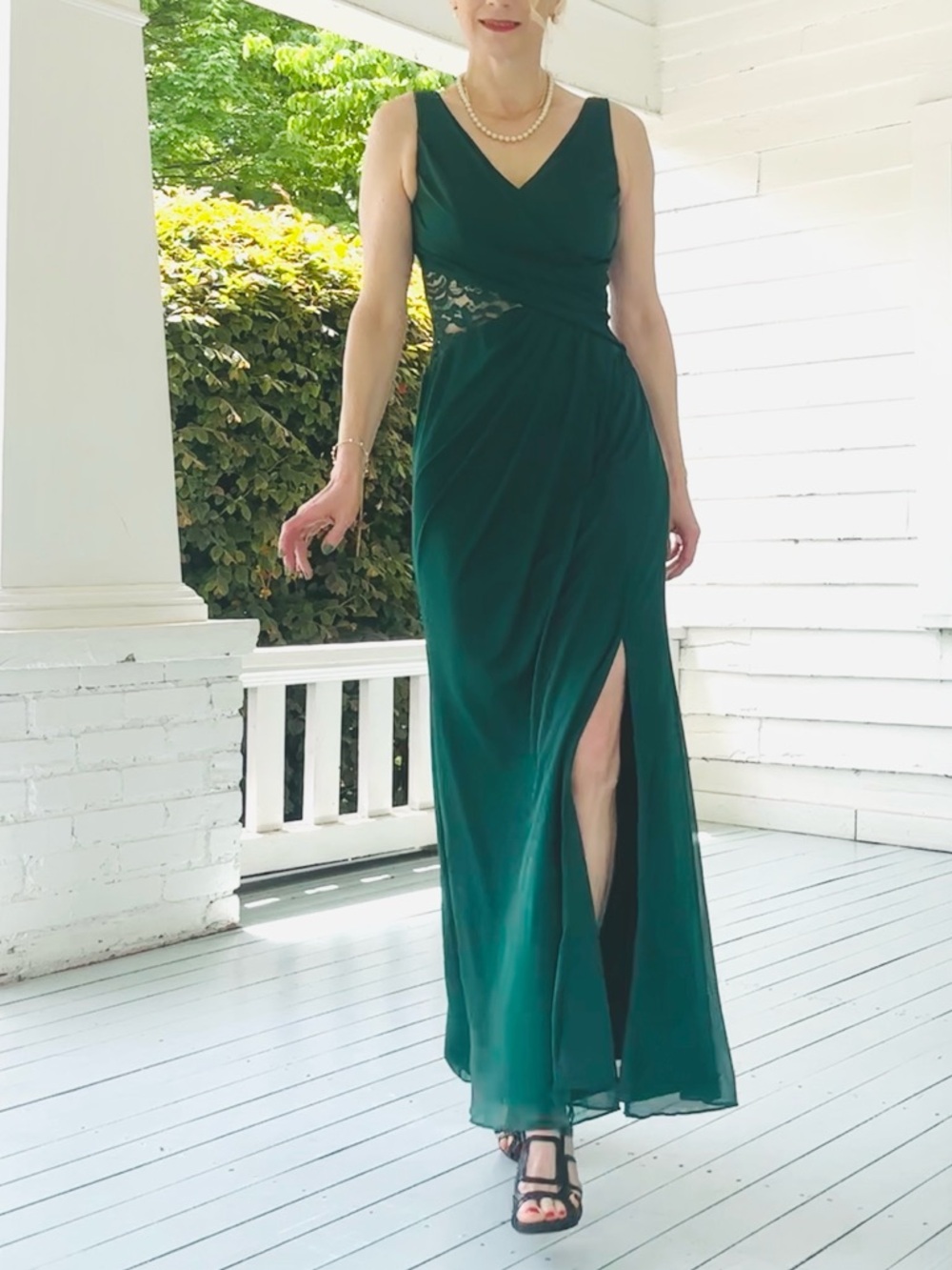 David’s Bridal Deep Green V-Neck Prom Event Mother of the Bride dress Gown 2